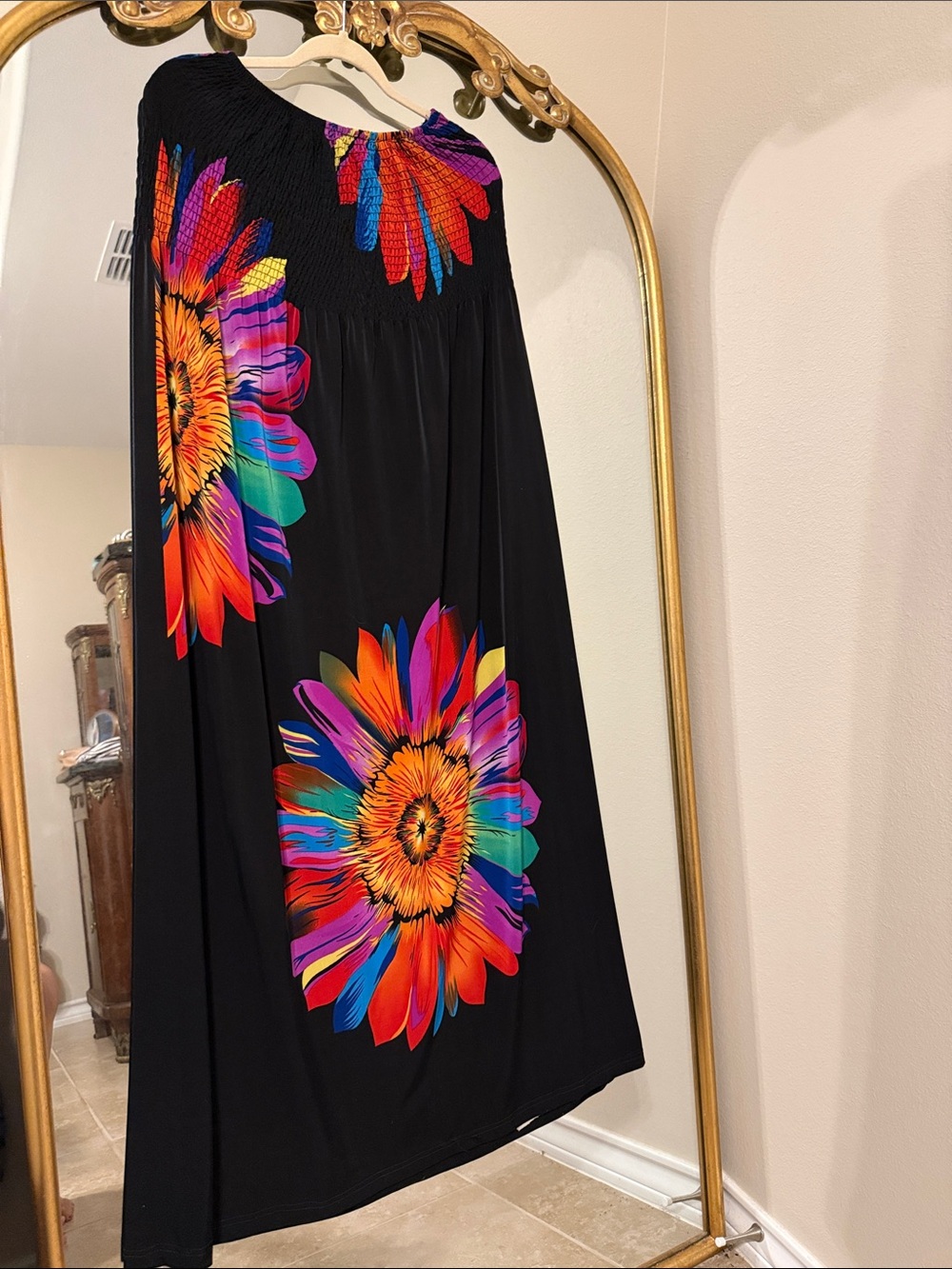 Just Love Black Maxi Swim Coverup with Vibrant Multicolor Floral Print